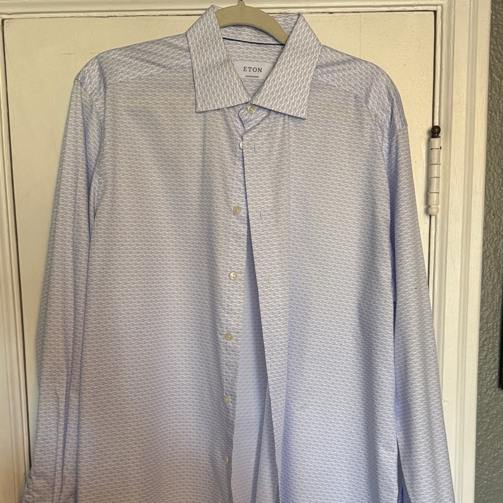 Eton Men's Subtle Patterned Blue Dress Shirt